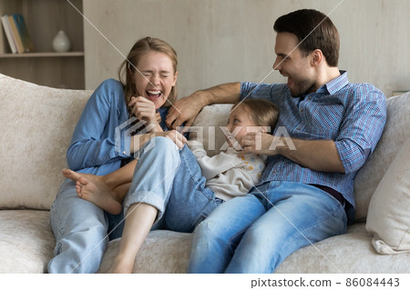 Happy family having fun together at home. 86084443