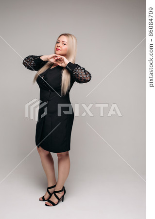 beautiful young woman with long white hair posing 86084709