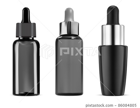 Isolated black dropper bottle, cosmetic oil, serum Isolated black dropper bottle, cosmetic oil, serum 86084805