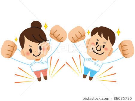 A doctor, a nurse, a nurse, a nurse who looks up at the sky and takes a guts pose. A doctor, a nurse, a nurse, a nurse who looks up at the sky and takes a guts pose. 86085750