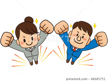 一個工作的成年商人，他仰望天空，擺出膽量的姿勢 86085751