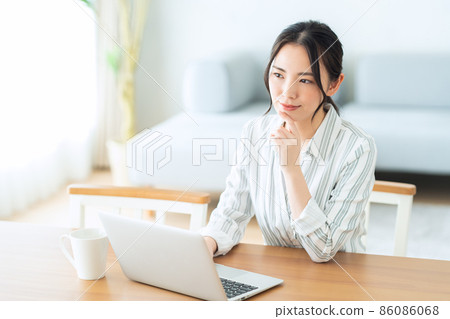 Female PC Telework Remote Work Living Lifestyle 86086068