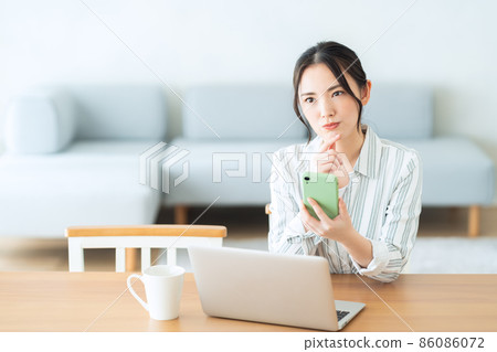 Female PC Telework Remote Work Living Lifestyle Female PC Telework Remote Work Living Lifestyle 86086072