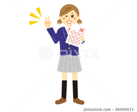 Female student with test answer sheet Female student with test answer sheet 86090015