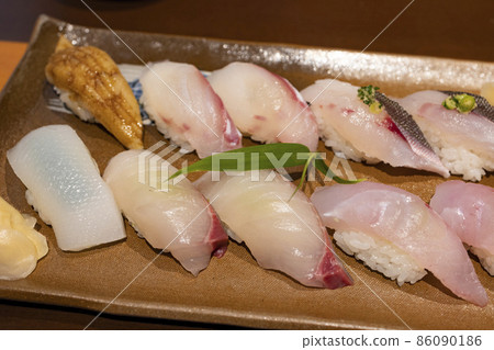 Assorted delicious Okinawan nigiri sushi 86090186
