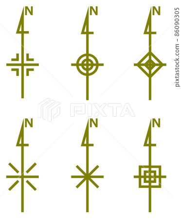 指示北向的方向標記插圖 86090305