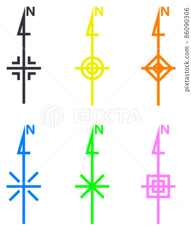 指示北向的方向標記插圖 86090306