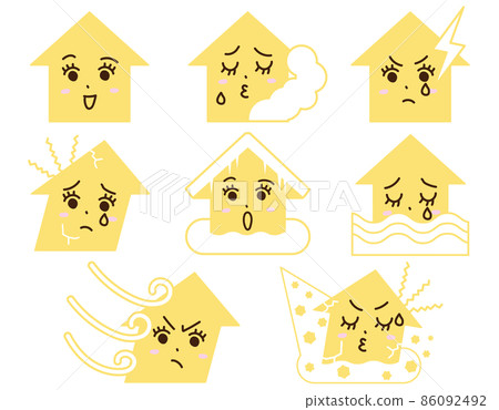 自然災害擬人房屋表情套裝 自然災害擬人房屋表情套裝 86092492