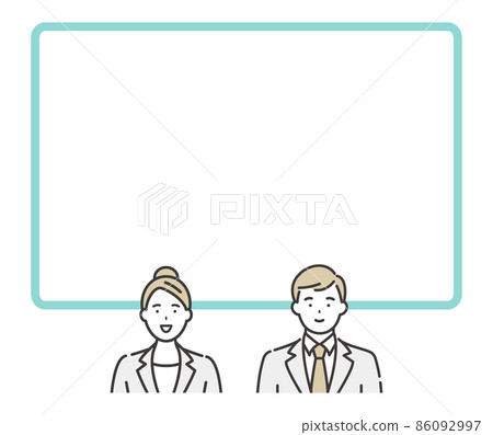 男女新聞播音員和監視器框架 86092997