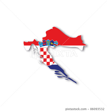 Croatia national flag in a shape of country map 86093532