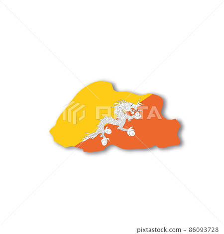 Bhutan national flag in a shape of country map Bhutan national flag in a shape of country map 86093728
