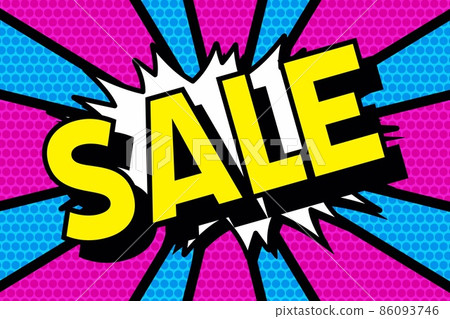 可以照原樣使用的插圖素材美國漫畫風格的 SALE 橫幅廣告 86093746