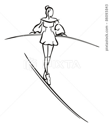 A risky walk on a line - Stock Illustration [86093843] - PIXTA