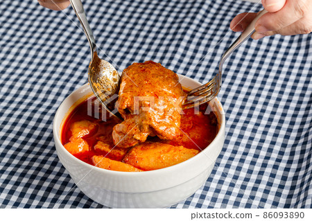 Chicken Massaman Curry on white bowl 86093890