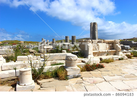 希臘古遺址島，提洛島，希臘 86094183