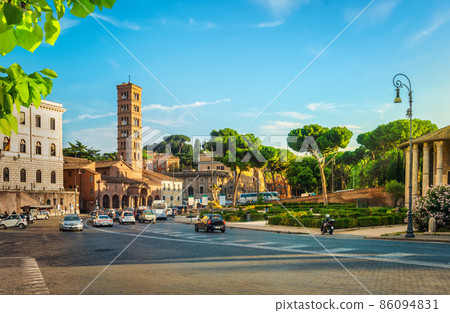 Tower on the street of rome 86094831