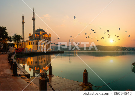 Ortakoy Mosque and Bosphorus bridge 86094843