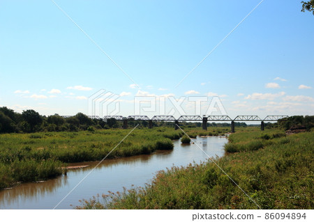 River flowing through the savanna 86094894