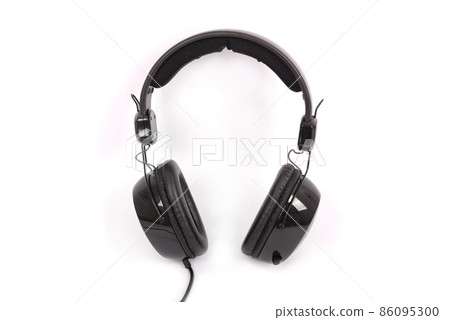 Black headphones white background with soft shadow Black headphones white background with soft shadow 86095300