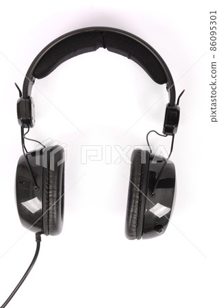 Black headphones white background with soft shadow Black headphones white background with soft shadow 86095301