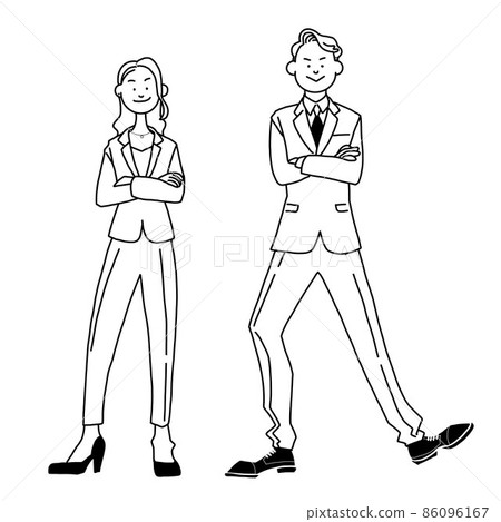 雙臂交叉的男女上班族 雙臂交叉的男女上班族 86096167