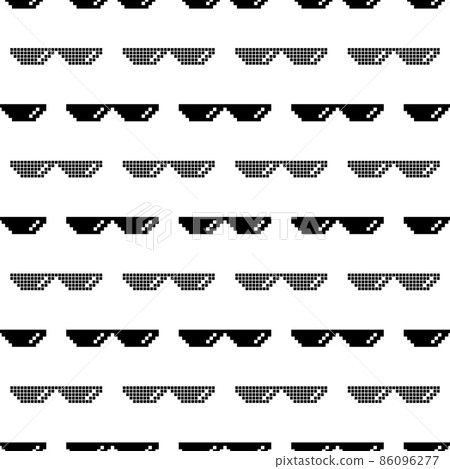 Black Pixel Sunglasses Seamless Pattern Isolated on White Background 86096277