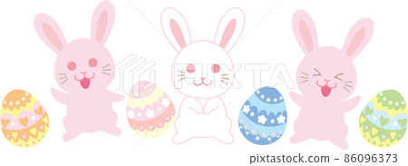 3 Easter eggs and 3 rabbits - Stock Illustration [86096373] - PIXTA