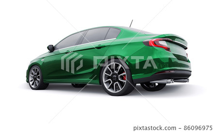 Compact Sports car Family Sedan 3d illustration. 86096975