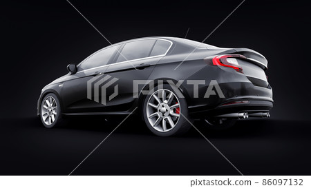 Compact Sports car Family Sedan 3d illustration. 86097132