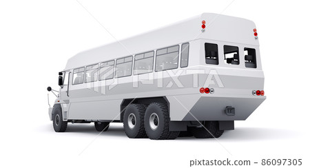 Bus to transport workers to hard to reach areas. 3D illustration. Bus to transport workers to hard to reach areas. 3D illustration. 86097305