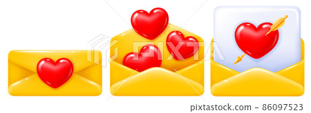 Valentine Yellow Envelope With Heart Valentine Yellow Envelope With Heart 86097523