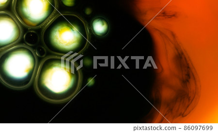 Background image of suspiciously glowing spheres and flowing black smoke Background image of suspiciously glowing spheres and flowing black smoke 86097699