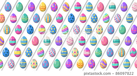 Panoramic pattern with colored Easter eggs - Vector Panoramic pattern with colored Easter eggs - Vector 86097822