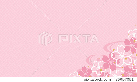 Pink cherry blossom frame_Japanese style material_16: 9 Pink cherry blossom frame_Japanese style material_16: 9 86097891