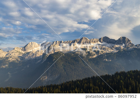 Dolomites on Italian and Slovenian border around mountain Monte Ursic with 2541 m in Julian Alps Dolomites on Italian and Slovenian border around mountain Monte Ursic with 2541 m in Julian Alps 86097952