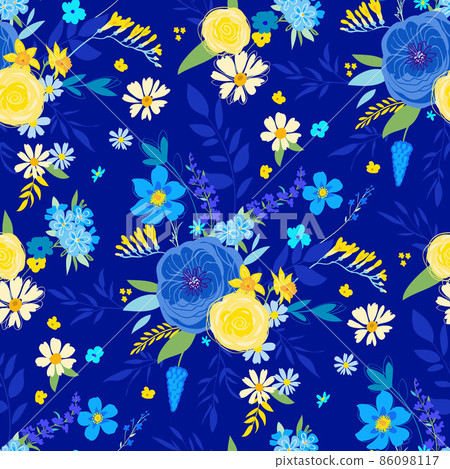 Night meadow spring seamless pattern for dress 86098117