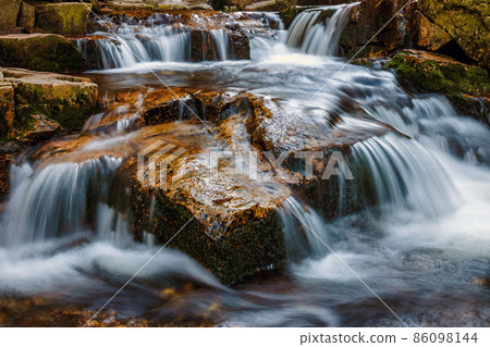Beautiful scenery of the Wild Waterfall on the lomnica river, Karpacz. Poland Beautiful scenery of the Wild Waterfall on the lomnica river, Karpacz. Poland 86098144