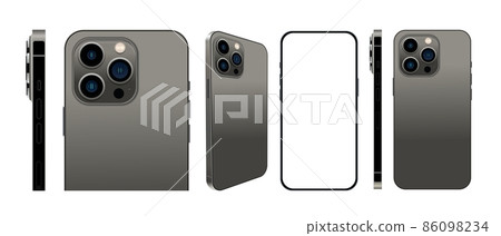 Realistic set of smartphone graphite color... - Stock Illustration ...