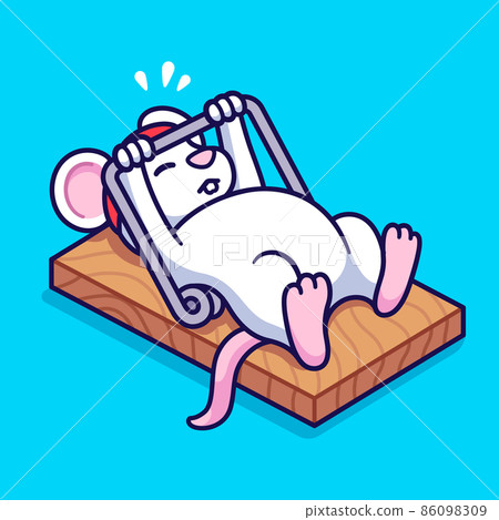 Gym rat, cartoon mouse bench pressing mousetrap Gym rat, cartoon mouse bench pressing mousetrap 86098309