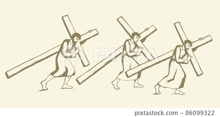 Men carry the cross. Vector drawing 86099322