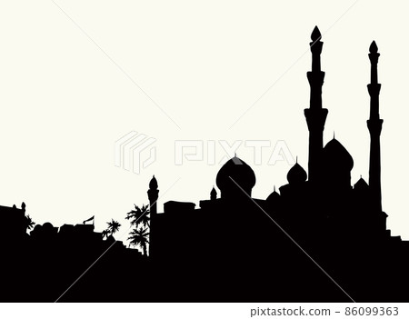 Ancient Arabic city. Vector drawing 86099363