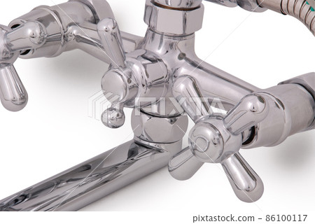 Chrome faucet and shower head (Clipping path) Chrome faucet and shower head (Clipping path) 86100117