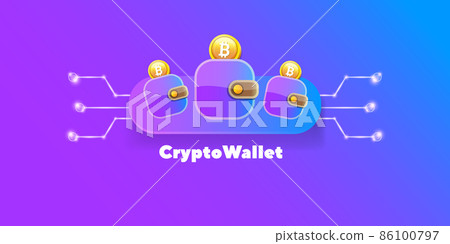 Cryptocurrency wallet concept illustration with wallet and crypto coins isolated on violet background. Crypto wallet landing page and poster design template. Crypto wallet for bitcon, solana, ethereum Cryptocurrency wallet concept illustration with wallet and crypto coins isolated on violet background. Crypto wallet landing page and poster design template. Crypto wallet for bitcon, solana, ethereum 86100797