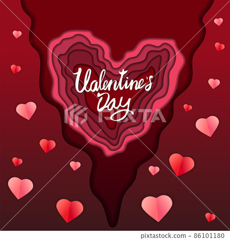 Happy Valentine s day paper cut craft design banner, red pink hearts and clouds. Background template for greeting card, invitation, vector Happy Valentine s day paper cut craft design banner, red pink hearts and clouds. Background template for greeting card, invitation, vector 86101180