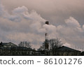 Air pollution, closeup of one big smoking pipe 86101276