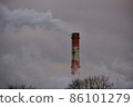 Air pollution, closeup of one big smoking pipe 86101279