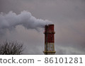 Air pollution, closeup of one big smoking pipe 86101281