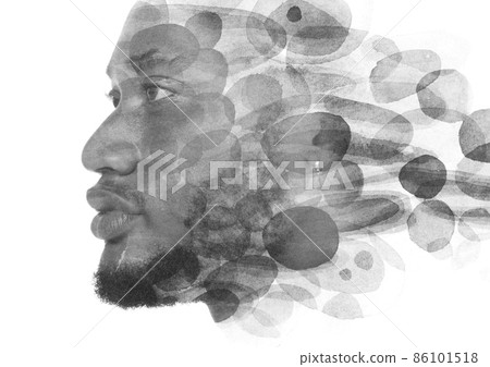 A portrait of a man combined with an abstract painting. Paintography. A portrait of a man combined with an abstract painting. Paintography. 86101518
