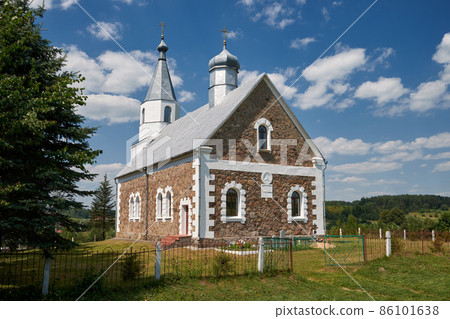 Old ancient orthodox Church of St Alexander Nevsky in Krevo, Grodno region, Belarus. 86101638