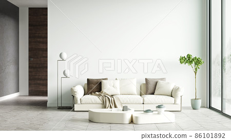 Beautiful interior of a modern room. Bright and clean design. 3D rendering 86101892